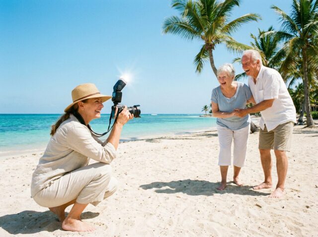 ストロボ撮影を行う様子