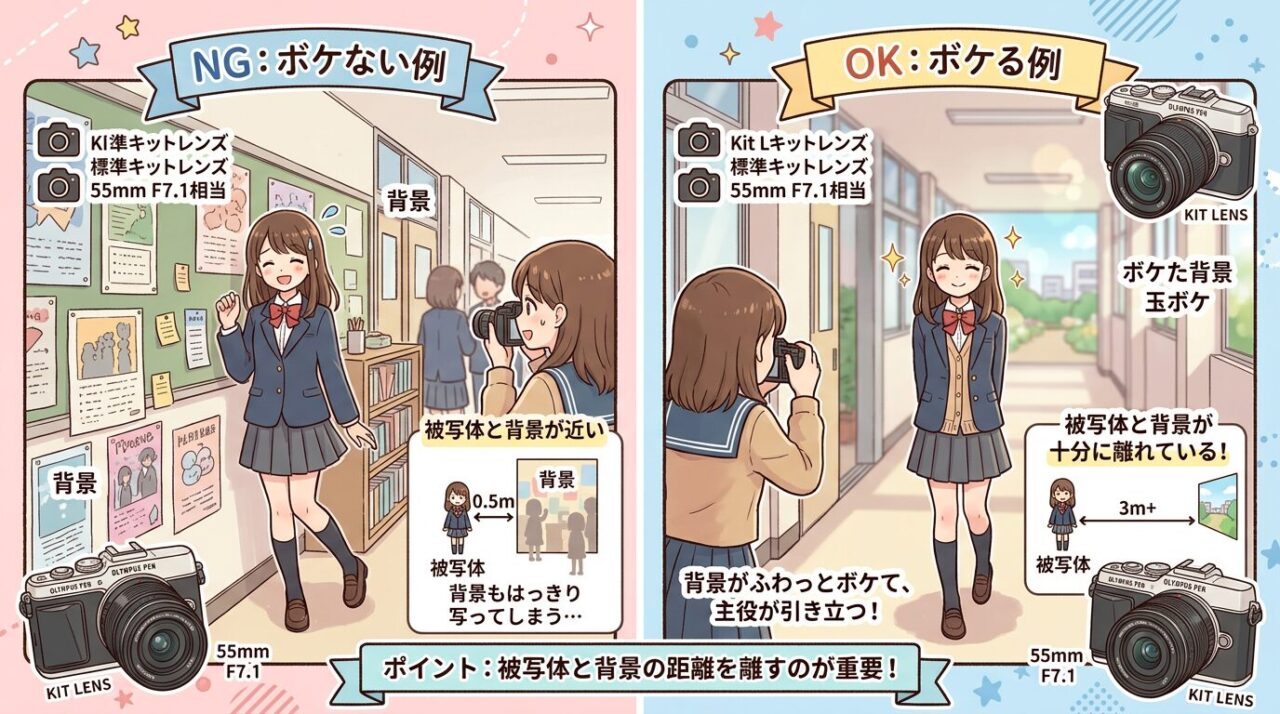 背景ボケさせる方法