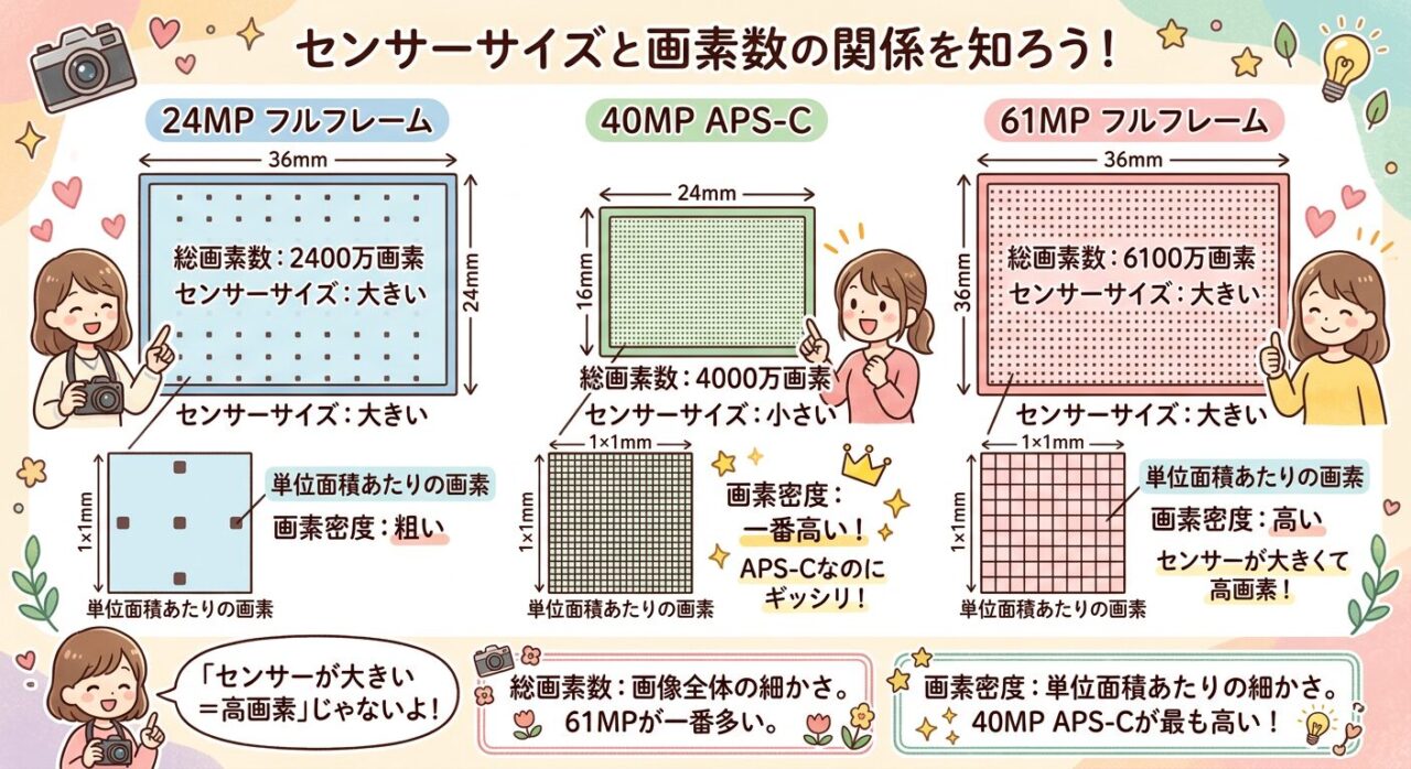 センサーサイズと画素数の関係