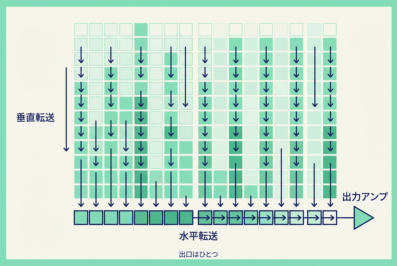 図1 CCDのバケツリレー転送