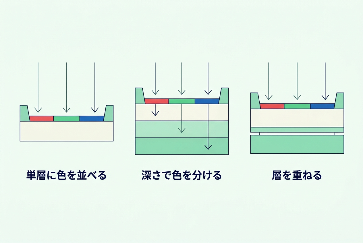 図1 受光構造の三つの型